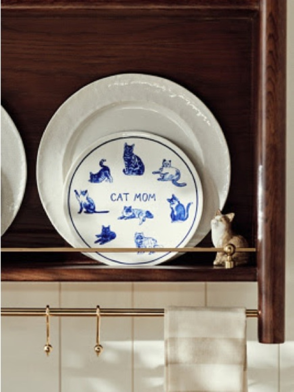Anthropologie Molly Hatch Stoneware Cat Mom Dessert Plate, NWT